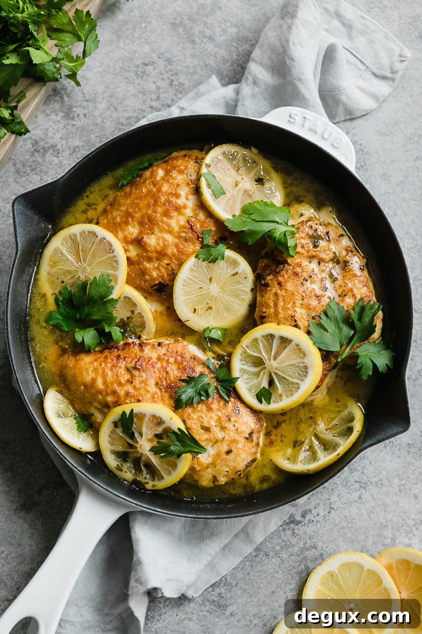 chicken romano with lemon butter sauce I howsweeteats.com #chicken #romano #pasta