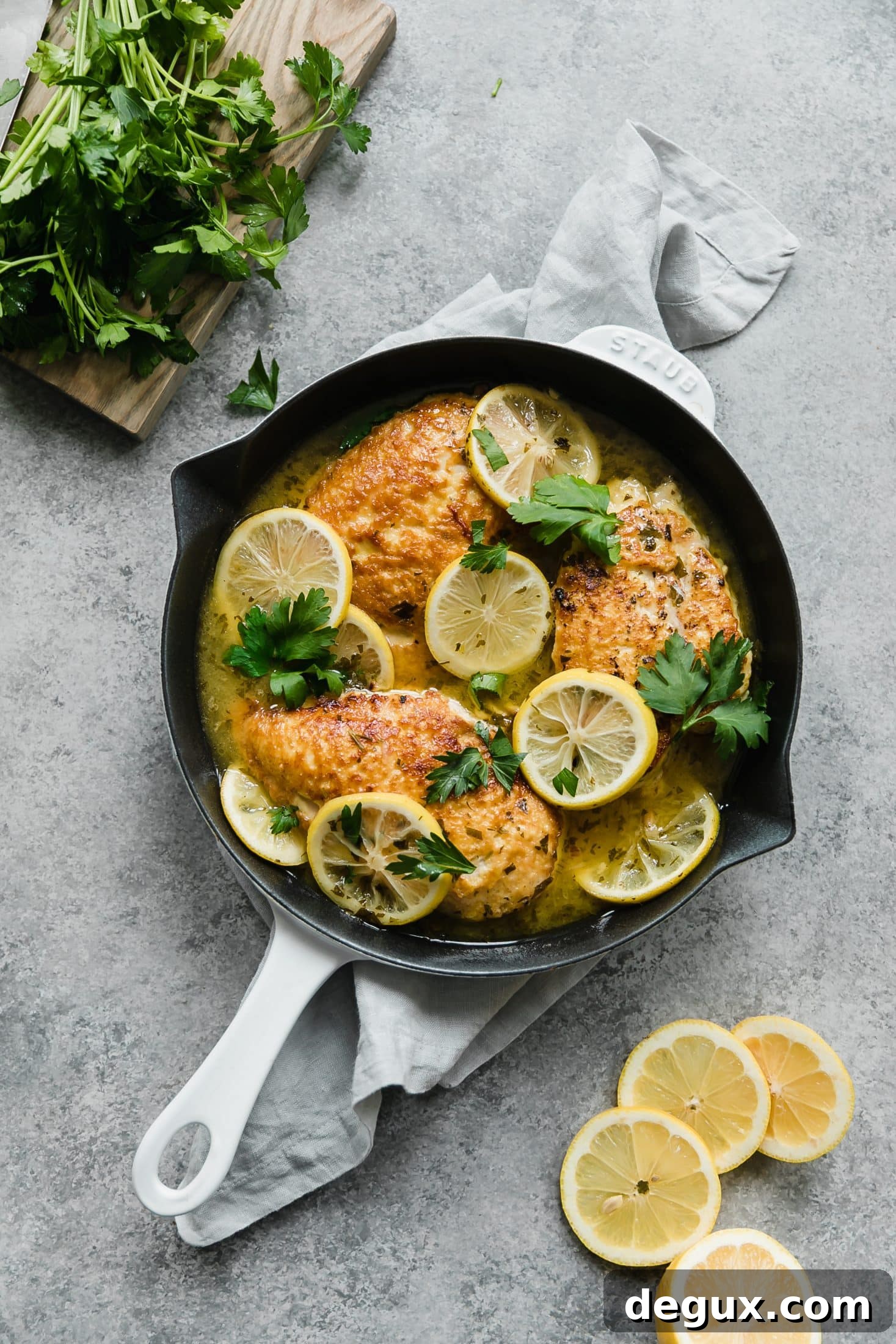 chicken romano with lemon butter sauce I howsweeteats.com #chicken #romano #pasta