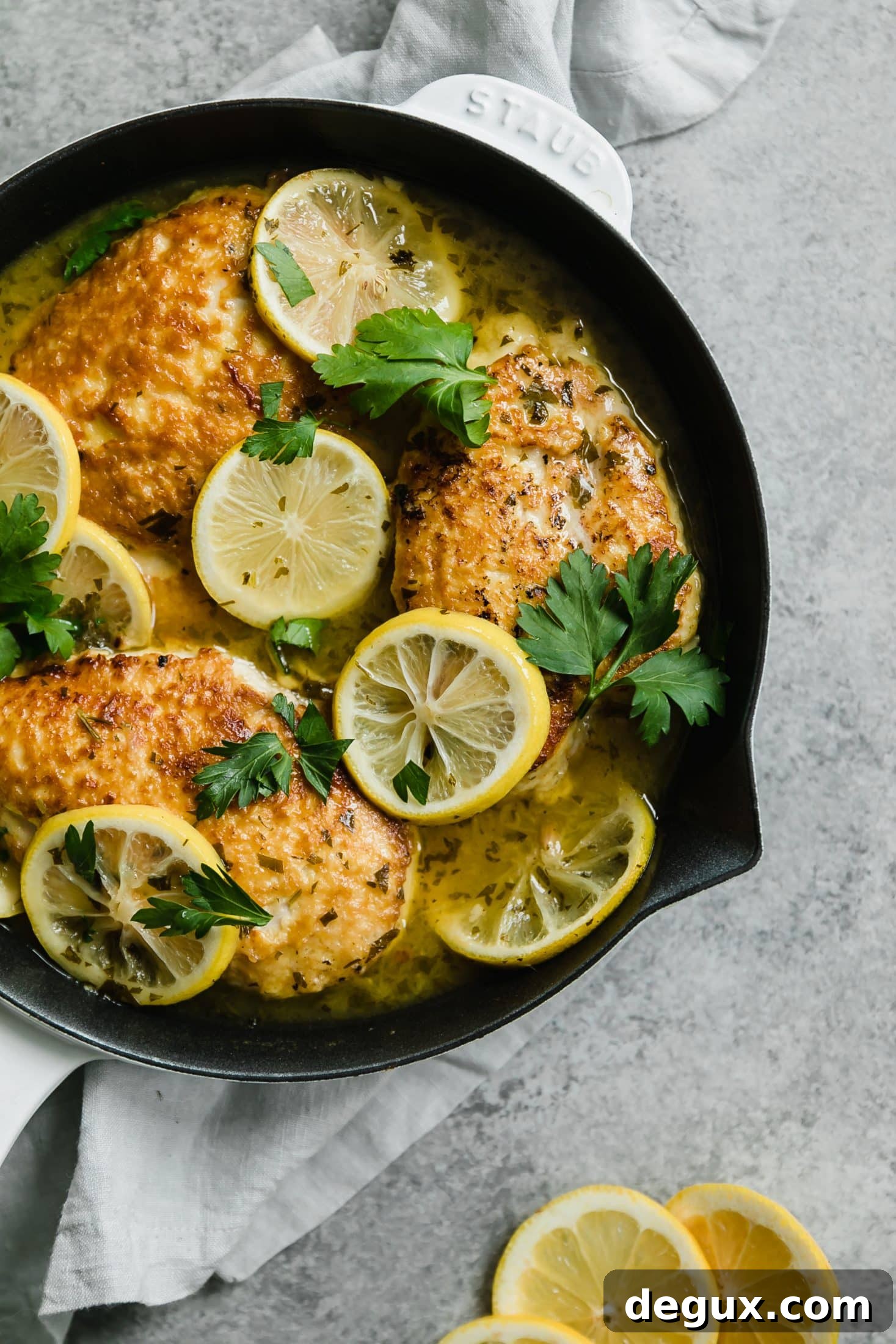 chicken romano with lemon butter sauce I howsweeteats.com #chicken #romano #pasta