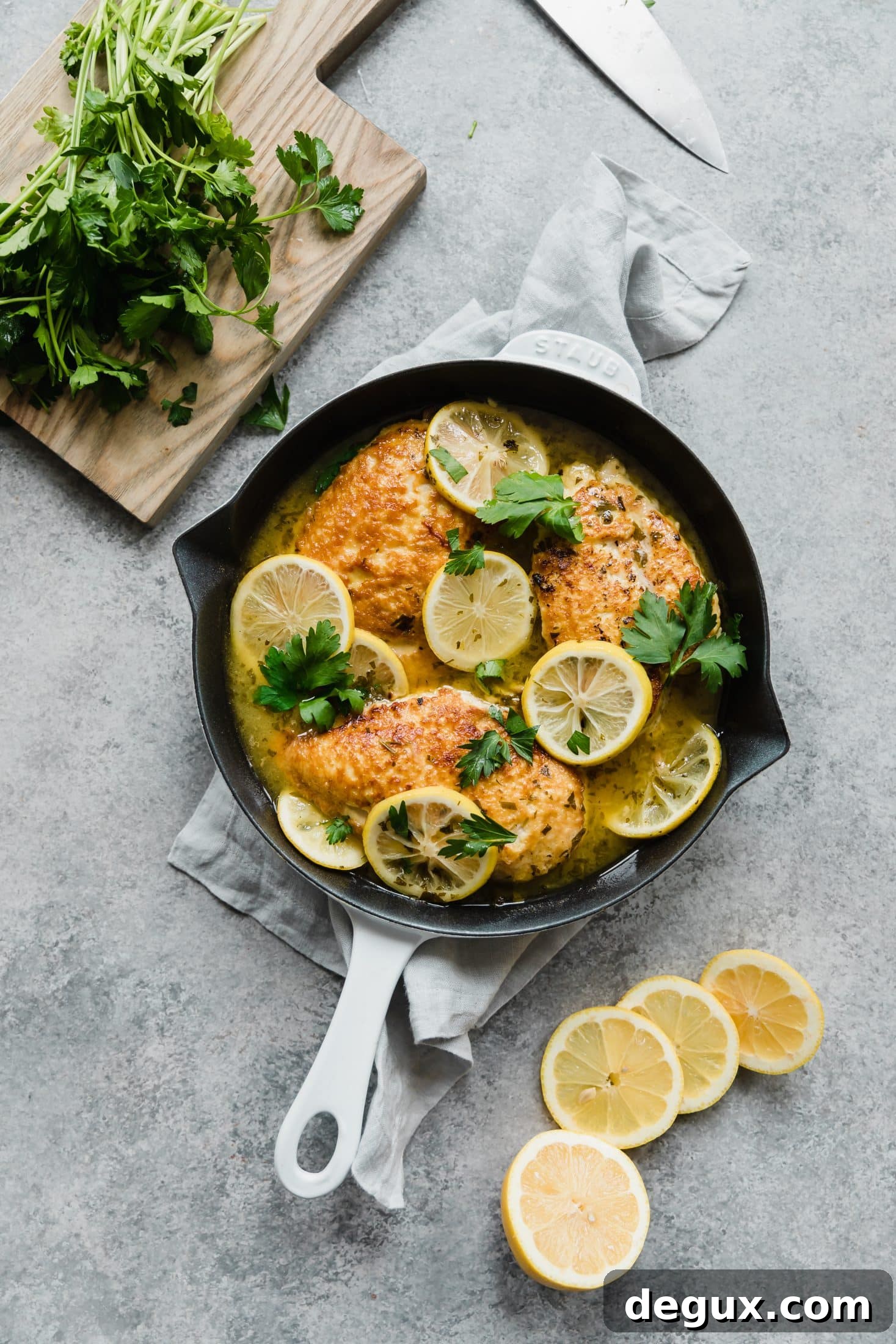 chicken romano with lemon butter sauce I howsweeteats.com #chicken #romano #pasta