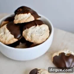 Chocolate dipped peanut butter meringue cookies