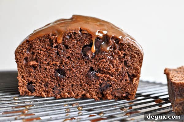 Salty Caramel Drenched Double Chocolate Loaf Cake