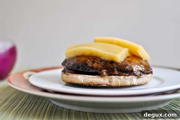 Piled Portobello Gouda Burgers with Roasted Garlic Piled Portobello Gouda Burgers with Roasted Garlic