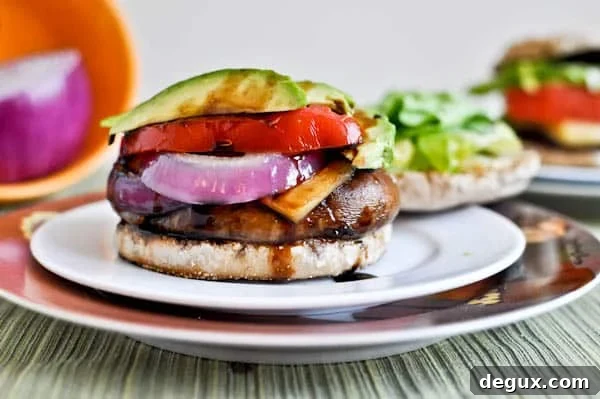Piled Portobello Gouda Burgers with Roasted Garlic Piled Portobello Gouda Burgers with Roasted Garlic