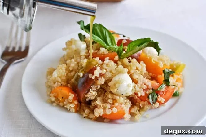 Caprese Quinoa with Homemade Basil Oil