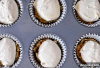 Vanilla Cupcakes with Chewy Chocolate Chip Cookie Bottoms
