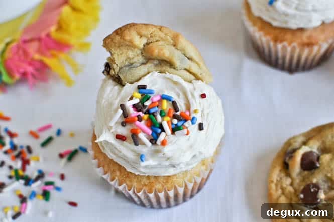 Chewy Chocolate Chip Cookie Bottomed Vanilla Cupcakes Chewy Chocolate Chip Cookie Bottomed Vanilla Cupcakes