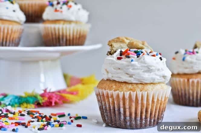 Chewy Chocolate Chip Cookie Bottomed Vanilla Cupcakes Chewy Chocolate Chip Cookie Bottomed Vanilla Cupcakes