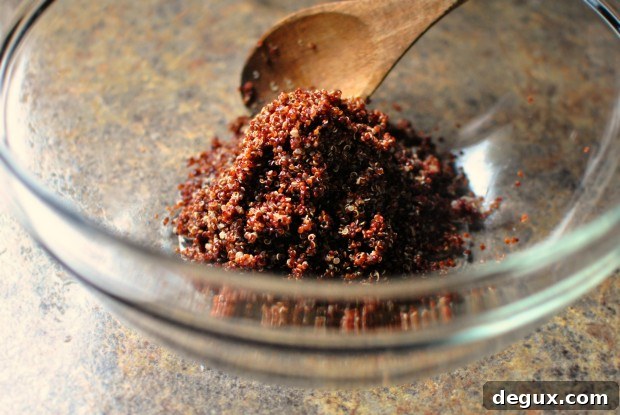 quinoa in a bowl to cool