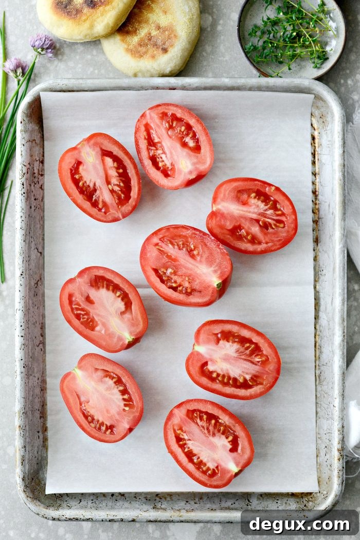 Breakfast BLT Sandwiches: Crispy Bacon, Egg & Avocado Recipes 5 tomato halves