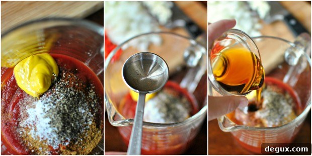 mustard, vinegar and maple syrup