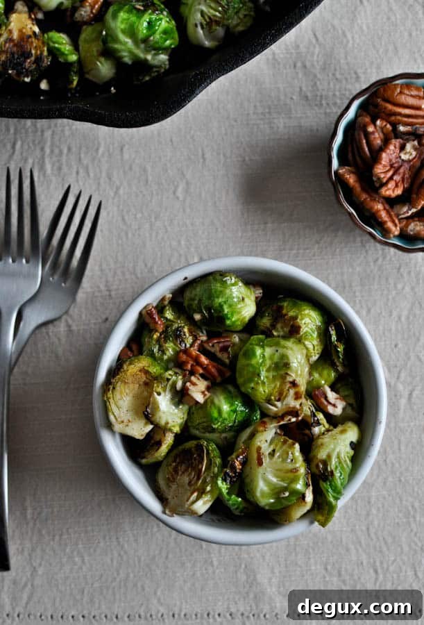 Pan Roasted Brussels Sprouts with Brown Butter and Toasted Pecans