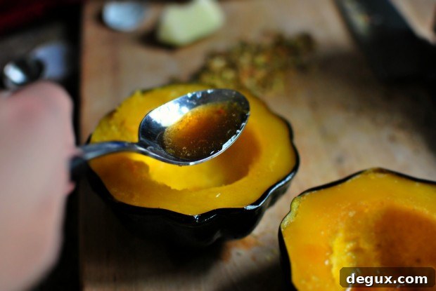 Roasted Acorn Squash Stuffed with Fruit and Nuts 20 brown sugar butter syrup