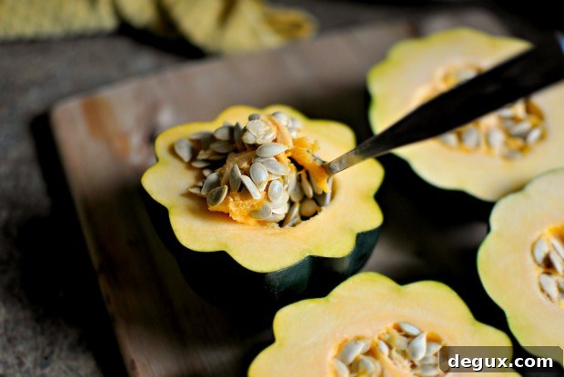 Roasted Acorn Squash Stuffed with Fruit and Nuts 5 scoop