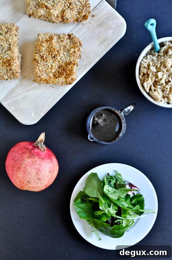 Roasted Almond Crusted Salmon with Pomegranate Glaze