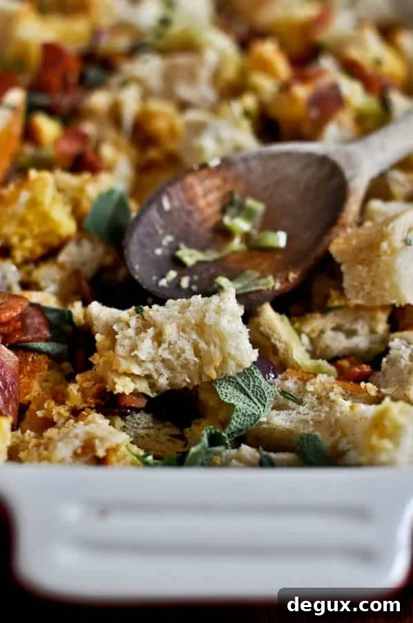 Double Bread Stuffing with Brown Butter, Bacon & Sage Double Bread Stuffing with Brown Butter, Bacon & Sage