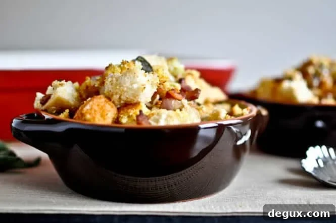 Double Bread Stuffing with Brown Butter, Bacon & Sage Double Bread Stuffing with Brown Butter, Bacon & Sage