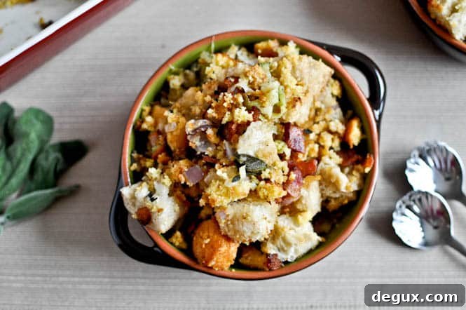 Double Bread Stuffing with Brown Butter, Bacon & Sage Double Bread Stuffing with Brown Butter, Bacon & Sage