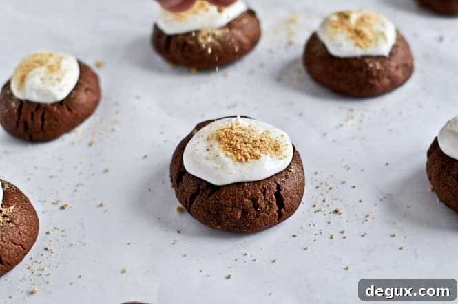 Chocolate Fudge S'mores Thumbprints I howsweeteats.com Chocolate Fudge S'mores Thumbprints I howsweeteats.com