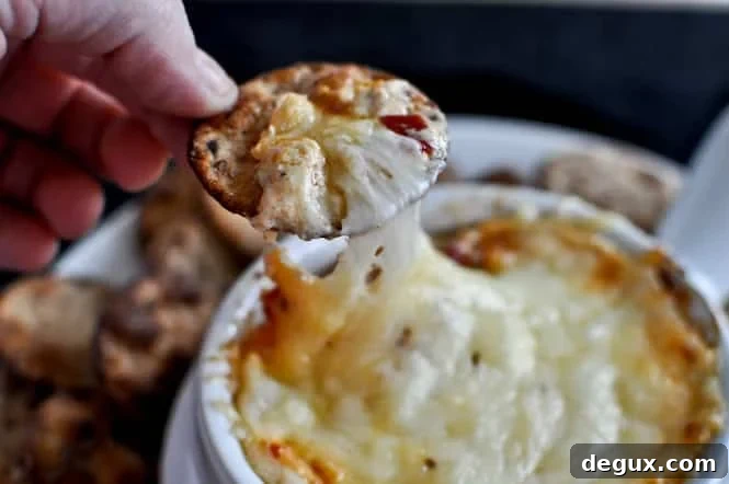 Hot + Cheesy Roasted Red Pepper Dip Hot + Cheesy Roasted Red Pepper Dip