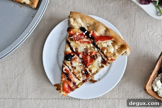 Whole Wheat Roasted Red Pepper + Fontina Pizza with Balsamic Glaze