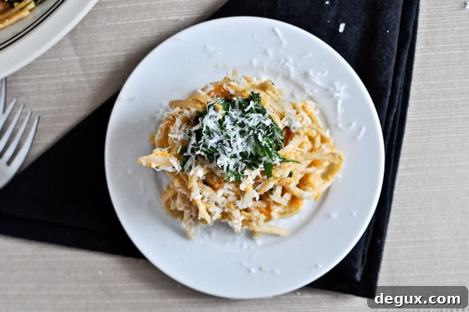 Sweet Potato Cream Pasta with Crispy Kale