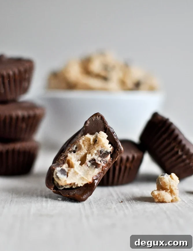 Chocolate Chip Cookie Dough Peanut Butter Cups I howsweeteats.com
