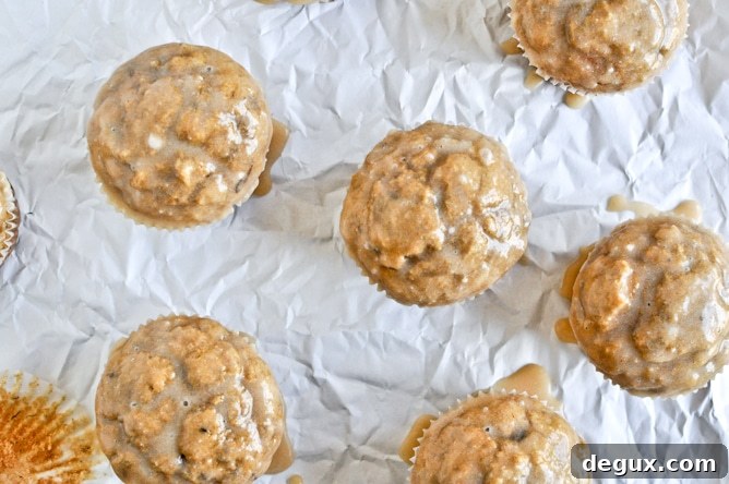 Whole Wheat Banana Spice Muffins with Brown Butter Glaze
