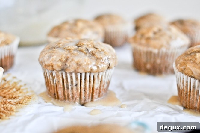 Whole Wheat Banana Spice Muffins with Brown Butter Glaze