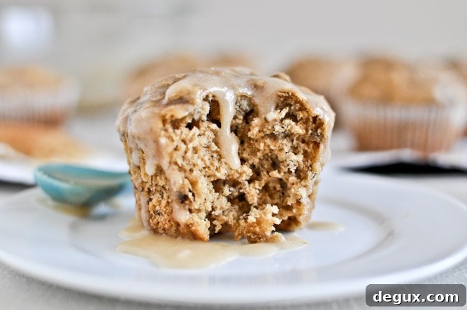 Whole Wheat Banana Spice Muffins with Brown Butter Glaze
