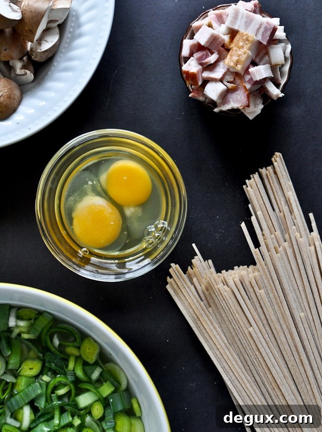 Portobello and Leek Carbonara Portobello and Leek Carbonara