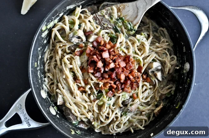 Portobello and Leek Carbonara Portobello and Leek Carbonara