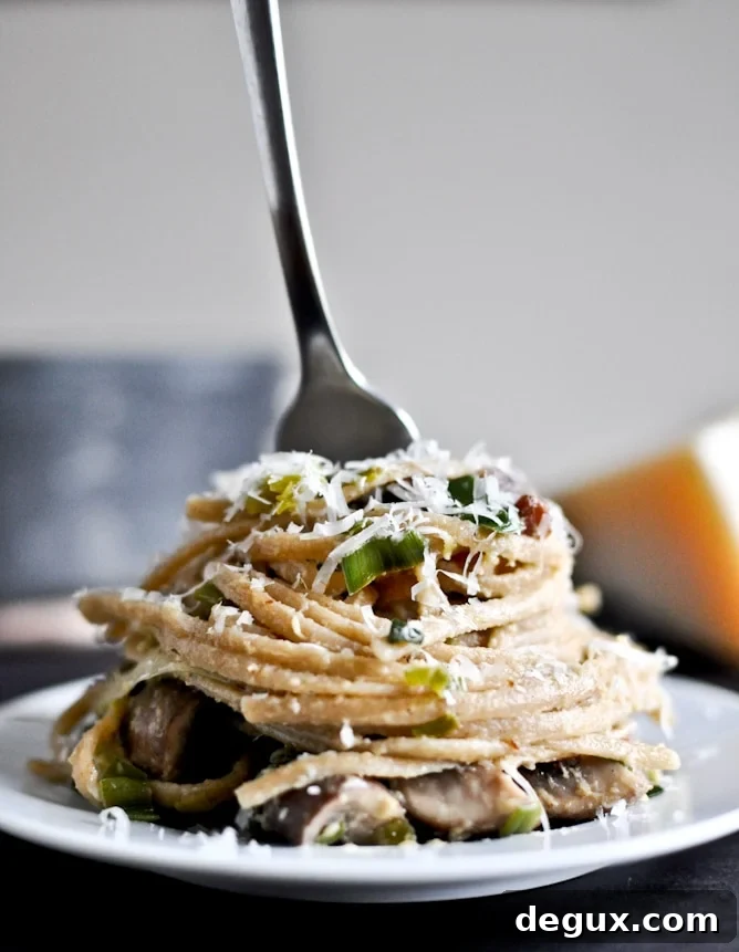 Portobello and Leek Carbonara Portobello and Leek Carbonara
