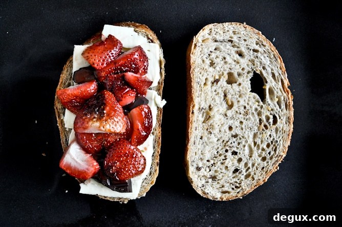 Roasted Strawberry, Brie + Chocolate Grilled Cheese