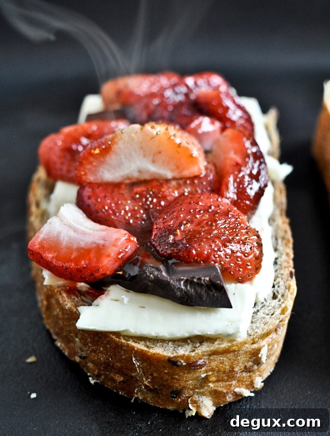 Roasted Strawberry, Brie + Chocolate Grilled Cheese