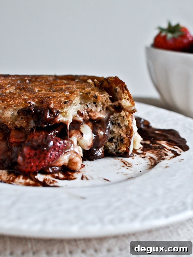 Roasted Strawberry, Brie + Chocolate Grilled Cheese