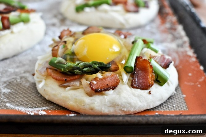 Bacon, Egg + Asparagus Personal Pizzas