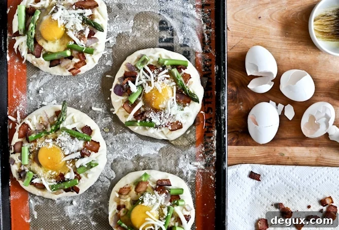 Bacon, Egg + Asparagus Personal Pizzas
