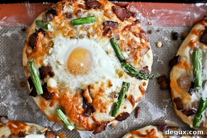 Bacon, Egg + Asparagus Personal Pizzas