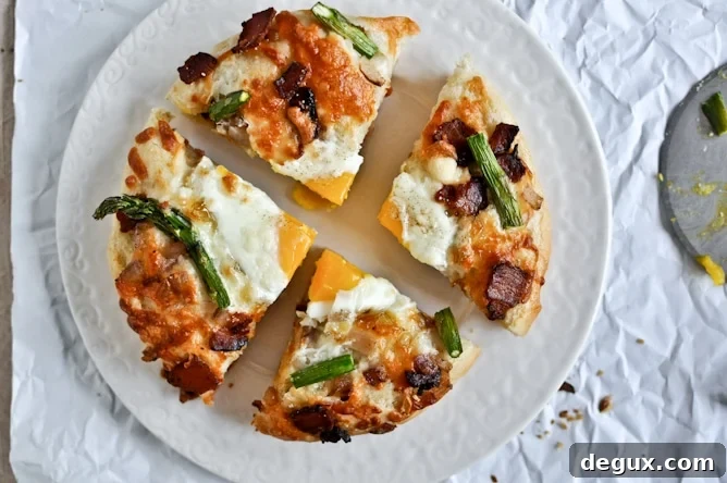 Bacon, Egg + Asparagus Personal Pizzas