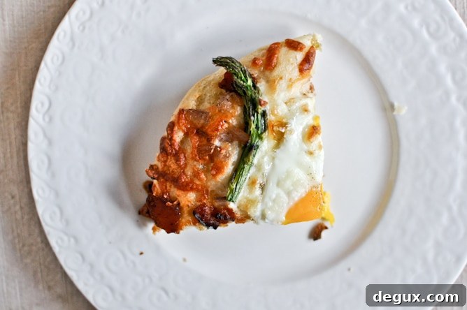 Bacon, Egg + Asparagus Personal Pizzas