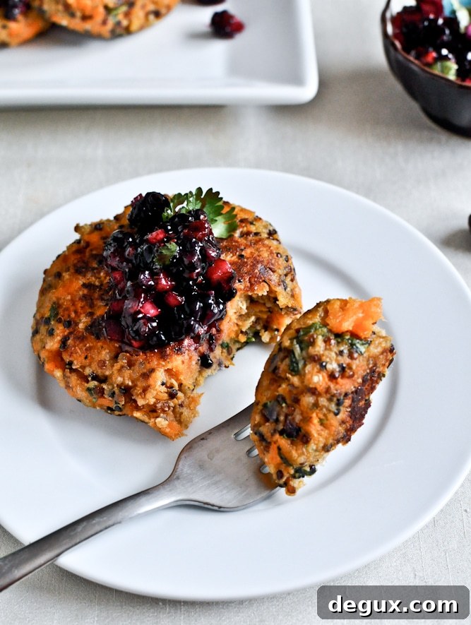 Sweet Potato Quinoa Cakes with Blackberry Salsa
