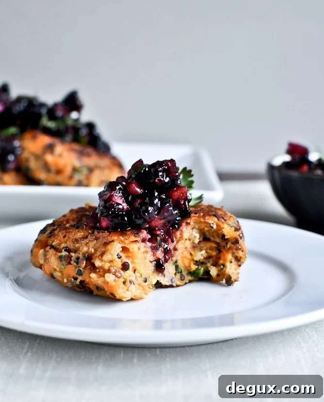 Sweet Potato Quinoa Cakes with Blackberry Salsa