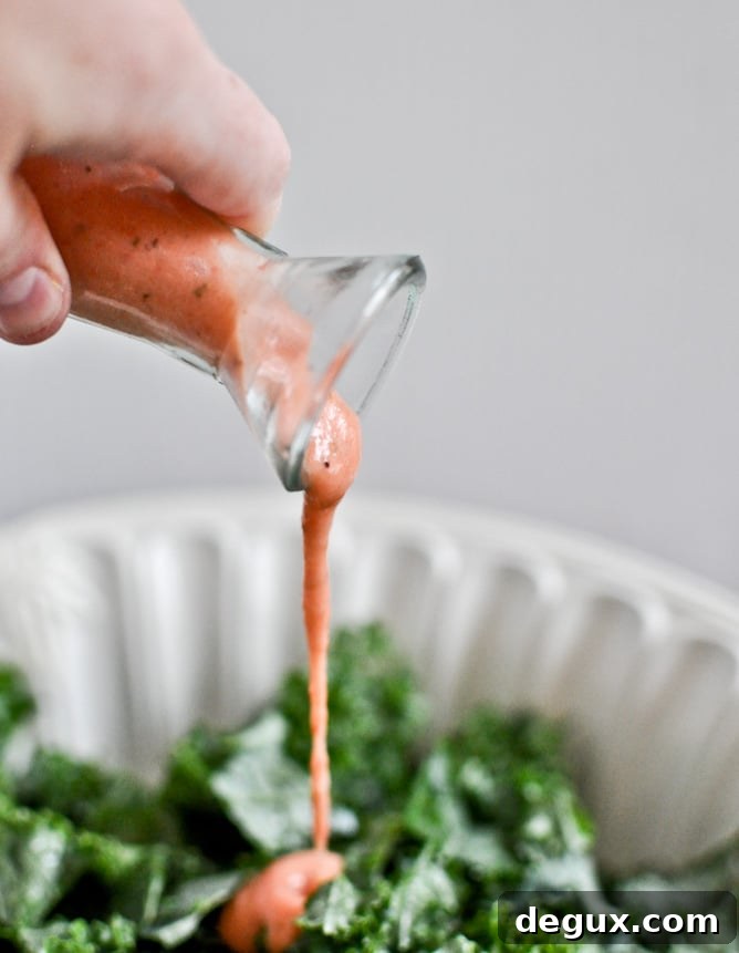 Triple Berry Kale Salad with Fresh Strawberry Vinaigrette