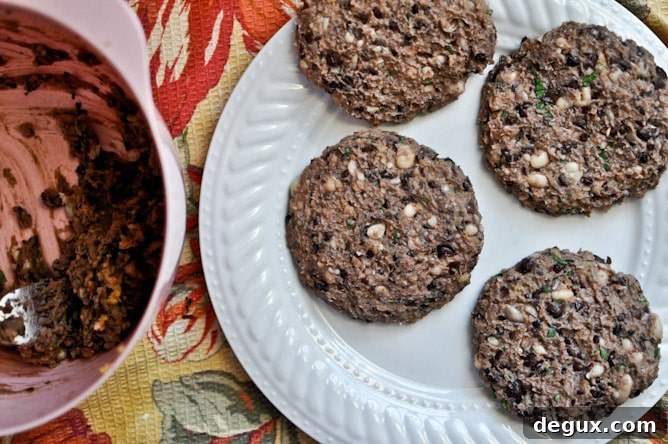 Easy Double Bean Burgers with Avocado Basil Cream