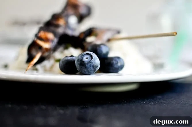 Grilled Blueberry Chicken Skewers with Coconut Rice