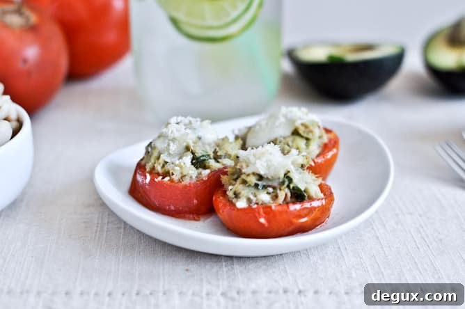 Mini Roasted Tomato Cups with Avocado, White Bean + Tuna Mash Mini Roasted Tomato Cups with Avocado, White Bean + Tuna Mash