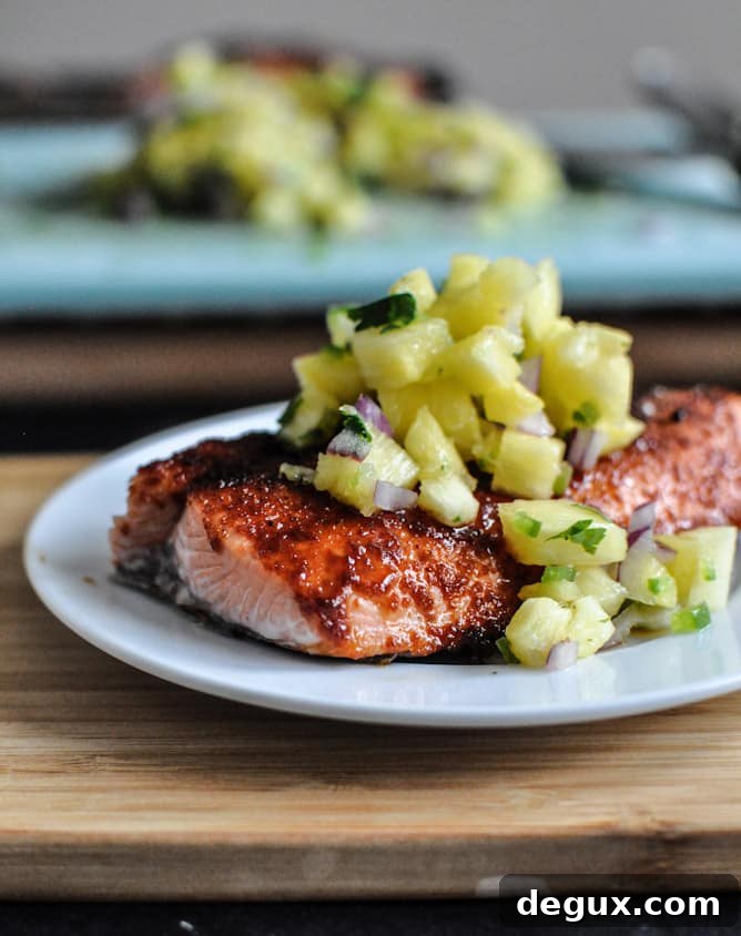 BBQ Spiced Salmon with Pineapple Jalapeño Salsa