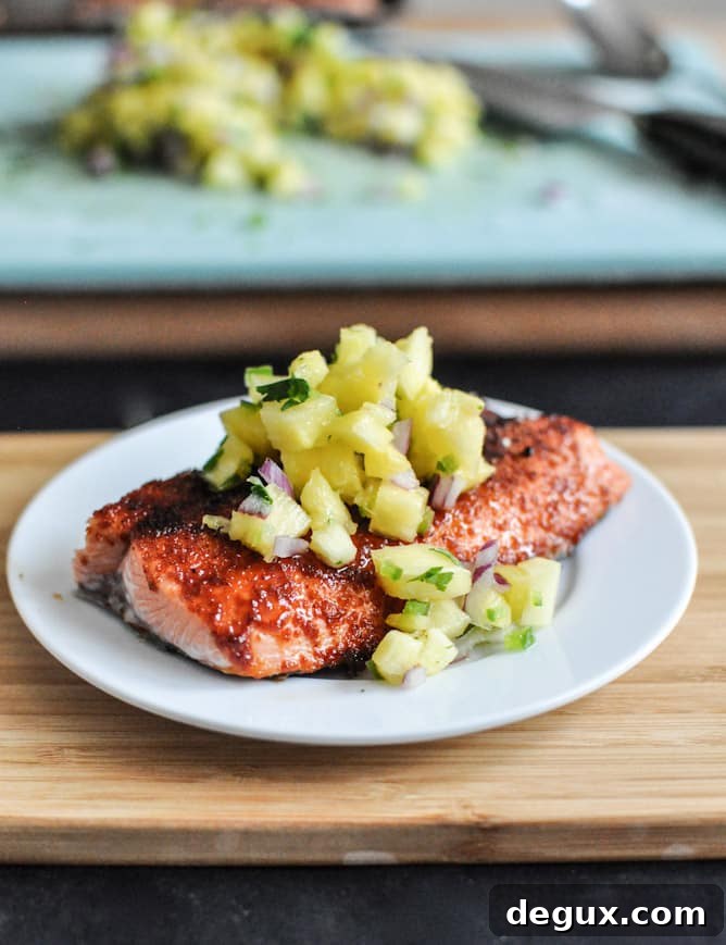 BBQ Spiced Salmon with Pineapple Jalapeño Salsa