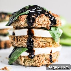 Oven-Fried Green Tomato Caprese Stacks with Basil and Mozzarella 2 img 26828 7
